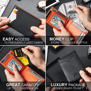 Men’s Slim RFID Blocking Wallet - Ultra-Thin, Large Capacity