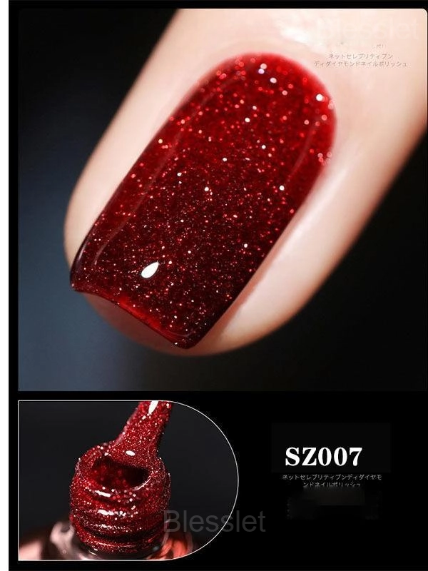 High-Density Glitter Gel Nail Polish - Long-Lasting & Vibrant - Red