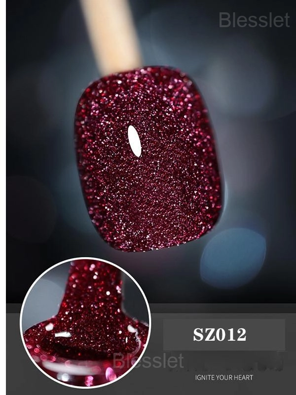 High-Density Glitter Gel Nail Polish - Long-Lasting & Vibrant - Reddish Purple