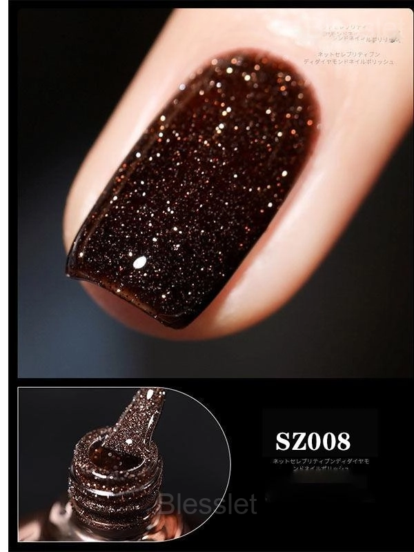 High-Density Glitter Gel Nail Polish - Long-Lasting & Vibrant - Vintage Brown