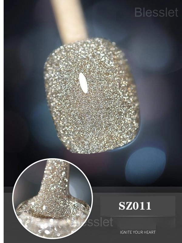 High-Density Glitter Gel Nail Polish - Long-Lasting & Vibrant - Golden Brown