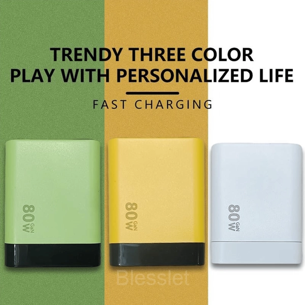 3-in-1 Retractable 80W MAX Fast Charger with USB & Type-C Ports