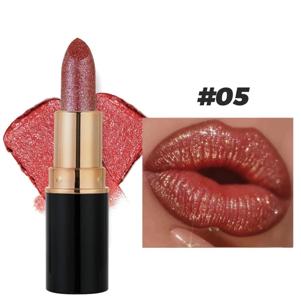 Diamond Glitter Lipstick Set – Waterproof Metallic Matte Lip Gloss - #05