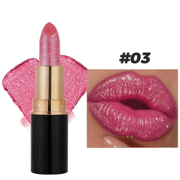 Diamond Glitter Lipstick Set – Waterproof Metallic Matte Lip Gloss - #03