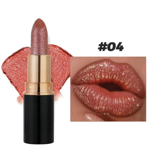 Diamond Glitter Lipstick Set – Waterproof Metallic Matte Lip Gloss - #04