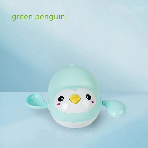 Wind-Up Baby Bath Toys Set – Safe Floating Turtles & Ducks - Penguin, Green