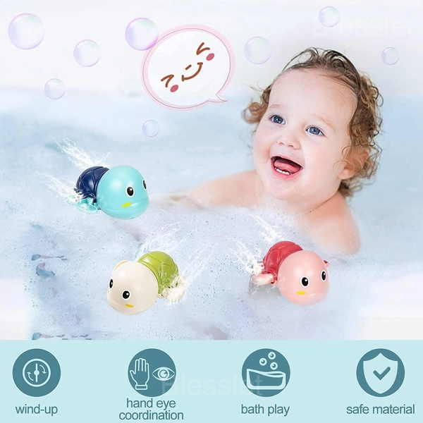 Wind-Up Baby Bath Toys Set – Safe Floating Turtles & Ducks