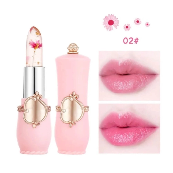Crystal Jelly Flower Lipstick – Color Changing Temperature Balm - 02#Rose red
