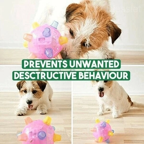LED Jumping Activation Ball for Dogs and Cats – Interactive Pet Toy - pink