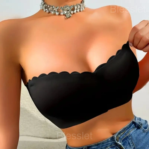 Seamless Front Closure Strapless Bandeau Bra for Women