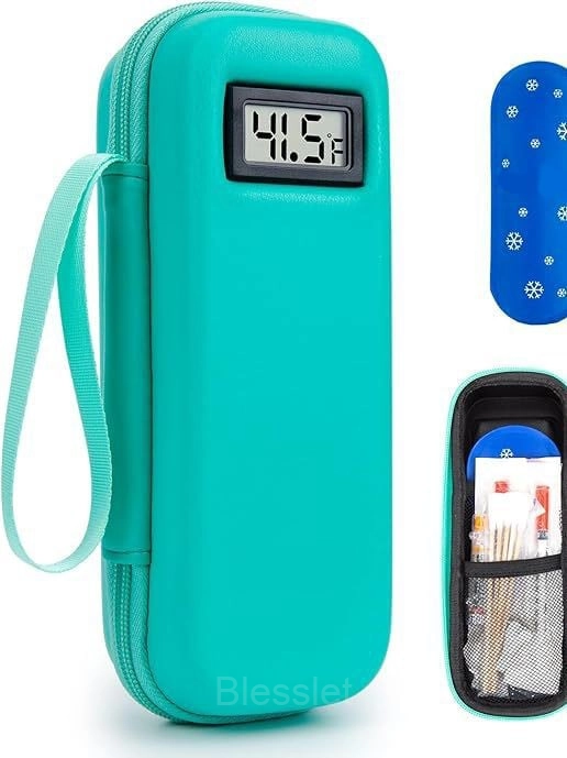 Insulin Cooler Travel Case with Digital Temperature Display - Blue