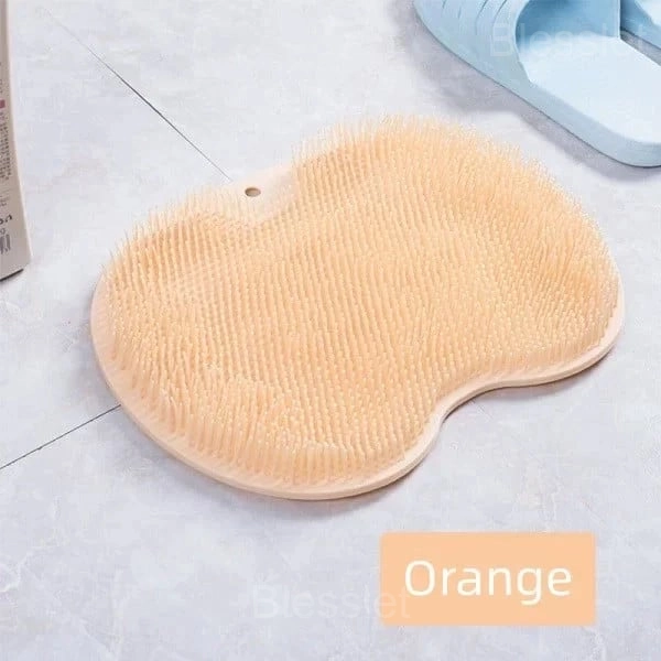 Ergonomic Shower Foot & Back Scrubber with Massage Bristles - Orange, M-30*21cm/11.8*8.3inch(136g)