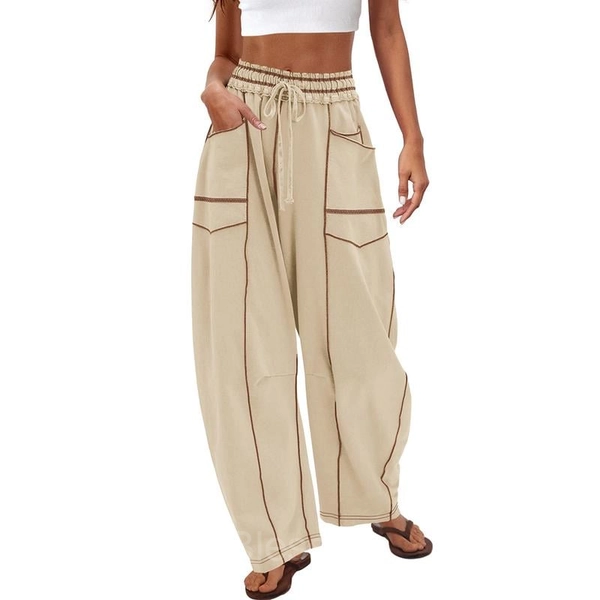 Women's Wide-Leg Drawstring Pants with Pockets – Casual & Stylish