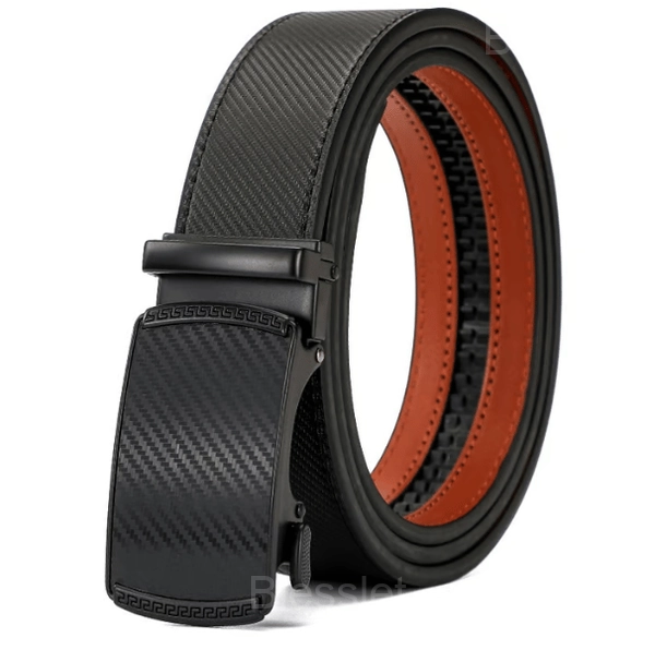 Men's Premium Leather Ratchet Belt with Adjustable Buckle