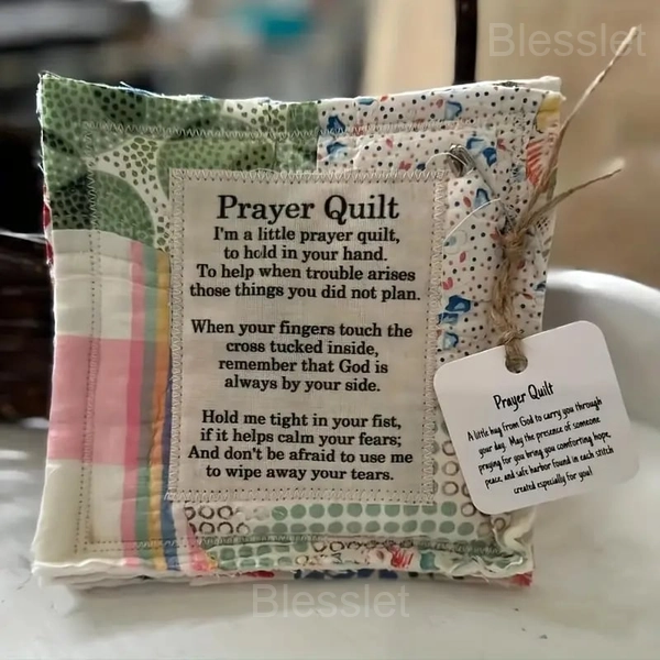 Handmade Prayer Quilt with Wooden Cross – Comfort & Inspirational Gift