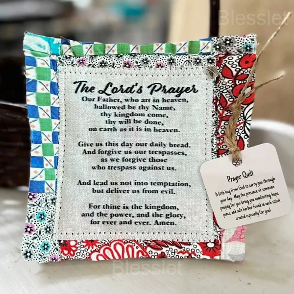 Handmade Prayer Quilt with Wooden Cross – Comfort & Inspirational Gift - The Lords Prayer