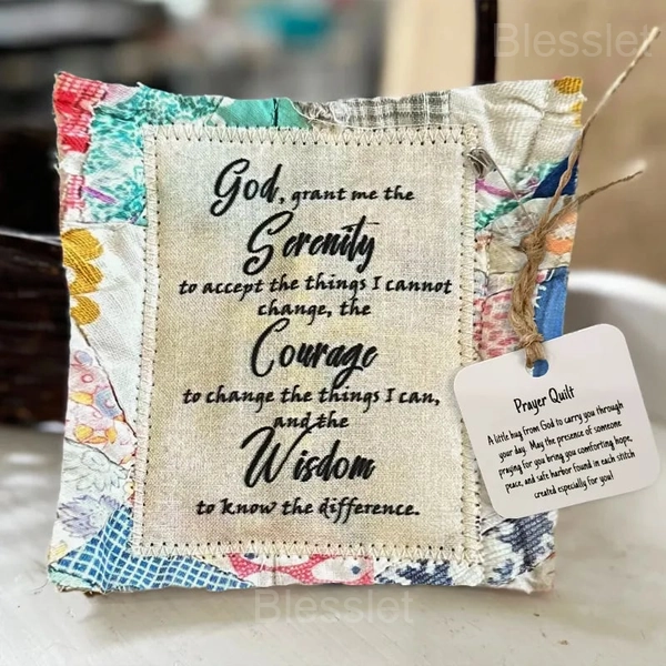 Handmade Prayer Quilt with Wooden Cross – Comfort & Inspirational Gift - The Serenity Prayer