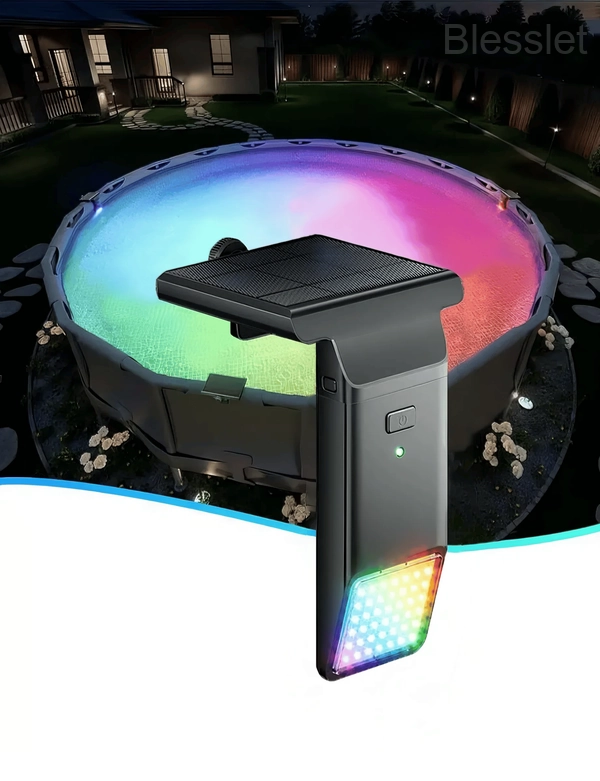 Solar Poolside LED Light with Remote & Multi-Color Modes - Above-Ground Soft-Edge Frame Pool
