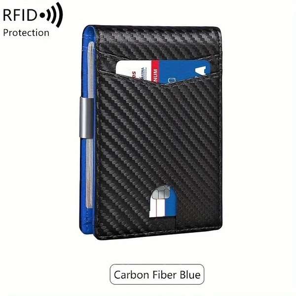 Slim RFID-Blocking Wallet for Men – Compact & Durable - Black Blue