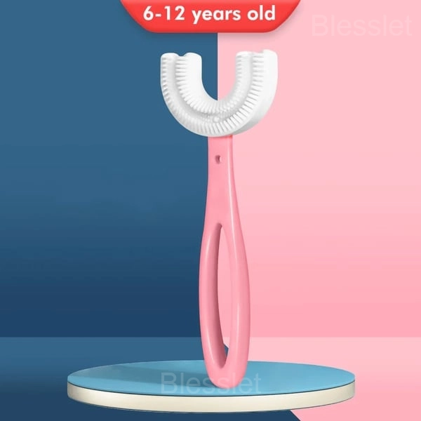 U-Shaped Kids Toothbrush for Gentle 360° Oral Cleaning - 6-12, Pink