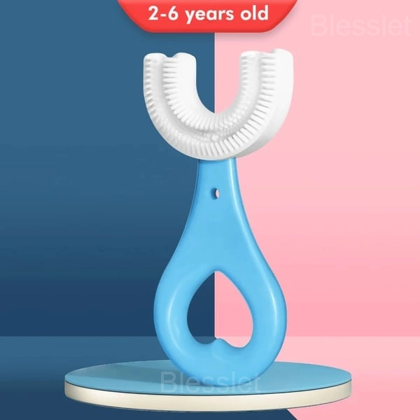 U-Shaped Kids Toothbrush for Gentle 360° Oral Cleaning - 2-6, Blue