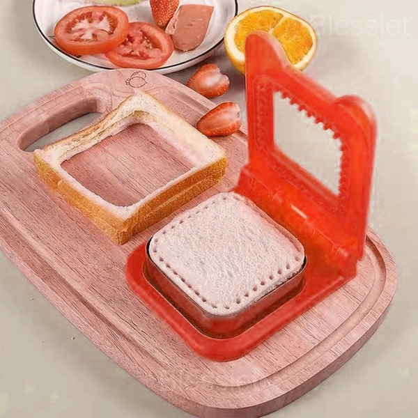 Kids Sandwich Cutter & Sealer with Food-Grade Stainless Steel - Red, Square