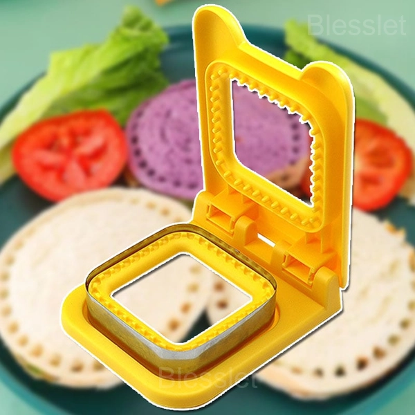 Kids Sandwich Cutter & Sealer with Food-Grade Stainless Steel - Yellow, Square