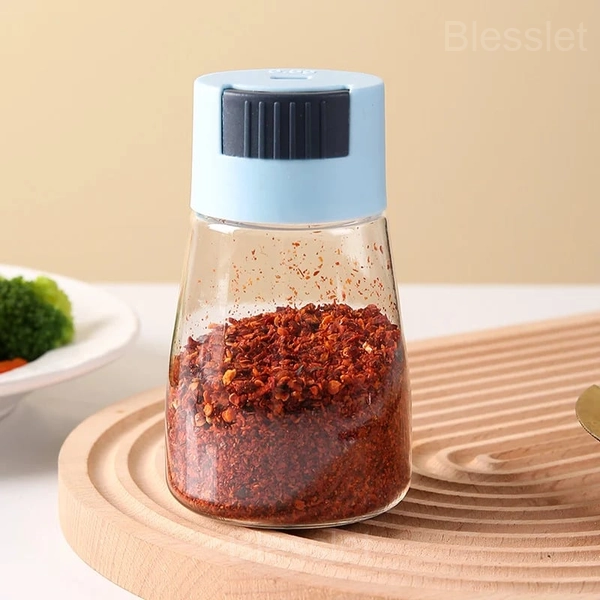 Precise Quantitative Salt & Pepper Shaker with Push Button - Blue