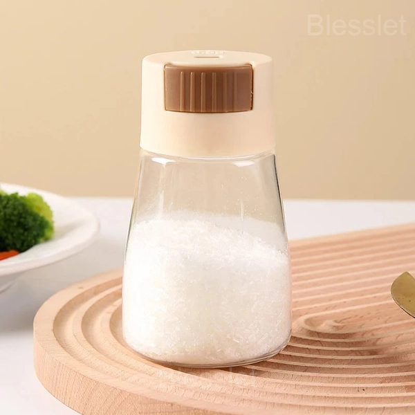 Precise Quantitative Salt & Pepper Shaker with Push Button - Beige