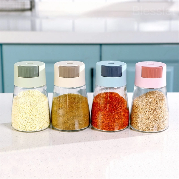 Precise Quantitative Salt & Pepper Shaker with Push Button - Set of 4