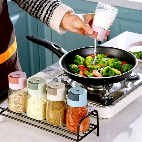 Precise Quantitative Salt & Pepper Shaker with Push Button
