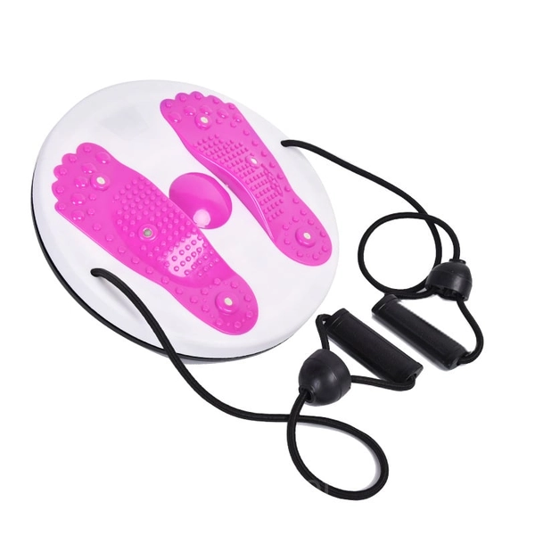 Twist Waist Turntable for Weight Loss & Foot Massage - Rose Red, with pull rope