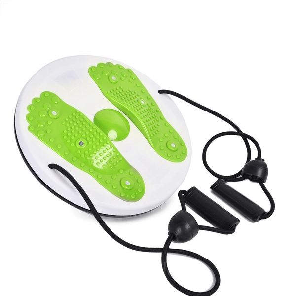 Twist Waist Turntable for Weight Loss & Foot Massage - Green, with pull rope
