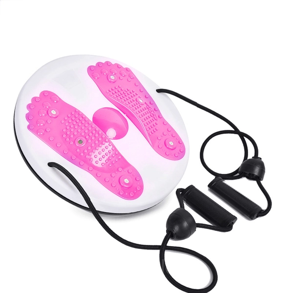 Twist Waist Turntable for Weight Loss & Foot Massage - Pink, with pull rope