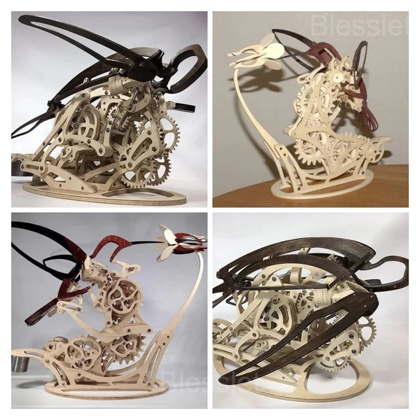 3D Wooden Kinetic Hummingbird Sculpture – Handmade Mechanical Art - BUY1