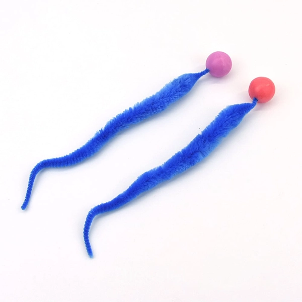 Interactive Jiggle Ball Cat Toy – Plush Wiggly Exercise Ball - blue*2pcs