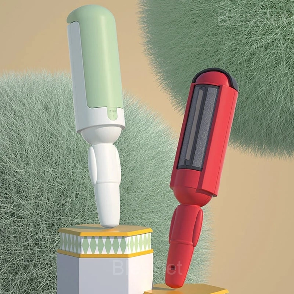 Reusable Pet Hair Remover Roller with Self-Cleaning Storage - Red + Green