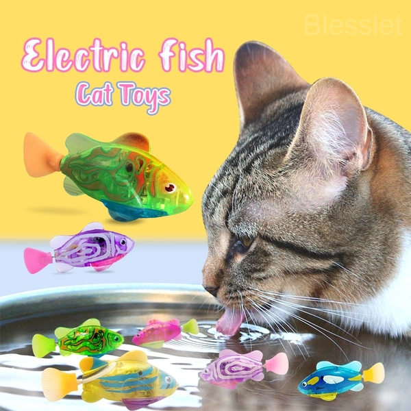 Electric Swimming Fish Cat Toy with Flashing Light
