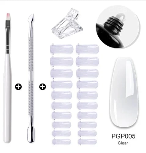 DIY Nail Kit - Long-Lasting, Lightweight & Odorless Gel Nails - Clear