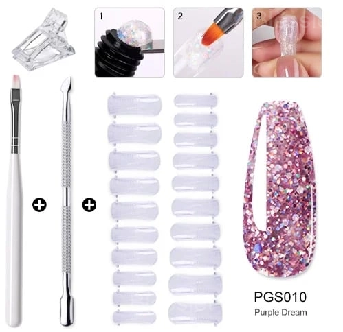 DIY Nail Kit - Long-Lasting, Lightweight & Odorless Gel Nails - Purple Dream