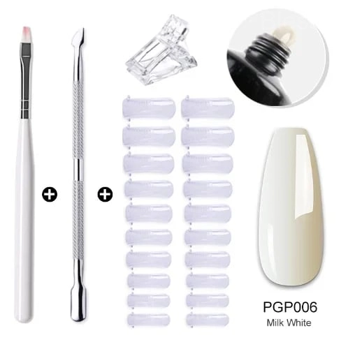 DIY Nail Kit - Long-Lasting, Lightweight & Odorless Gel Nails - Milk White