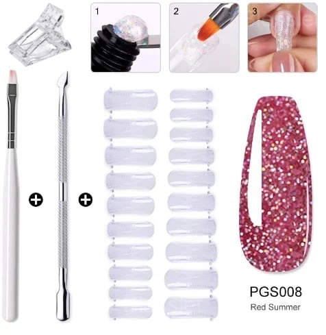 DIY Nail Kit - Long-Lasting, Lightweight & Odorless Gel Nails - Red Summer