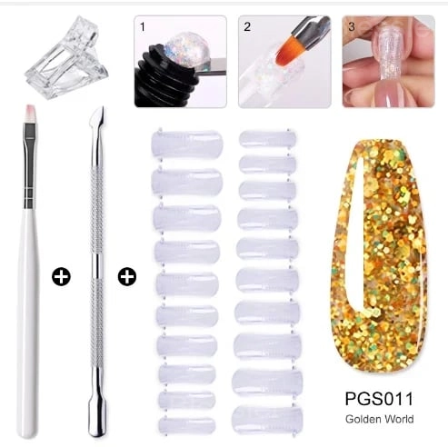 DIY Nail Kit - Long-Lasting, Lightweight & Odorless Gel Nails - Golden World