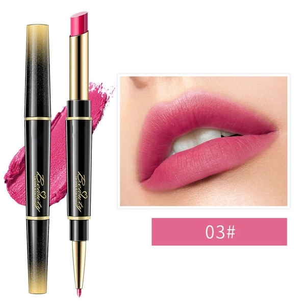 Double-Ended Waterproof Matte Lip Liner & Non-Stick Lipstick - #3