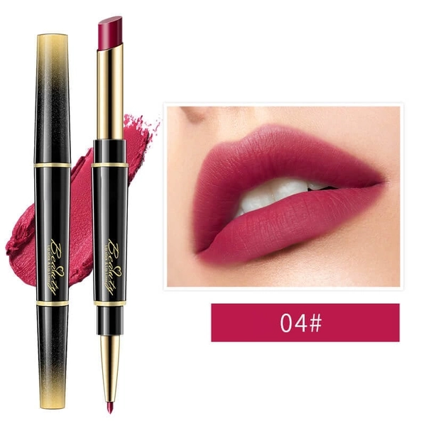 Double-Ended Waterproof Matte Lip Liner & Non-Stick Lipstick - #4