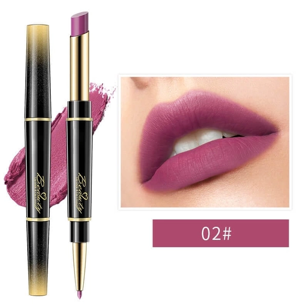 Double-Ended Waterproof Matte Lip Liner & Non-Stick Lipstick - #2