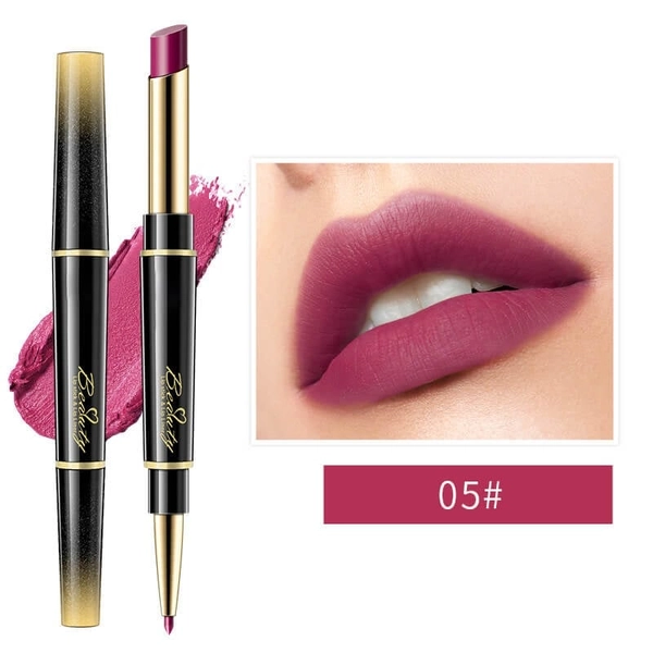 Double-Ended Waterproof Matte Lip Liner & Non-Stick Lipstick - #5