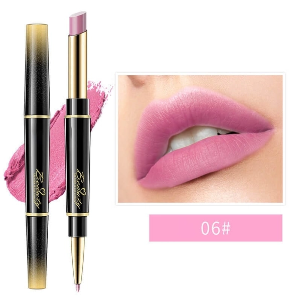 Double-Ended Waterproof Matte Lip Liner & Non-Stick Lipstick - #6