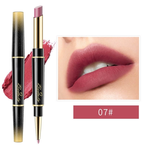 Double-Ended Waterproof Matte Lip Liner & Non-Stick Lipstick - #7