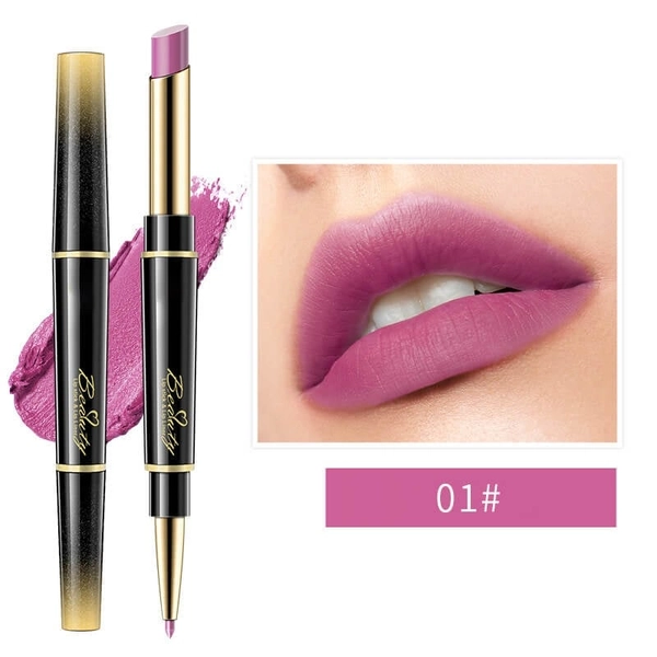 Double-Ended Waterproof Matte Lip Liner & Non-Stick Lipstick - #1